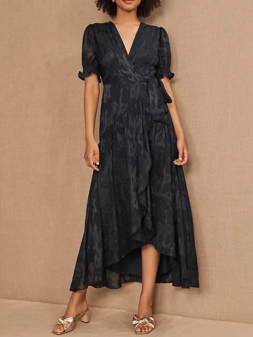 Anthropologie Hutch Biscayne Midi Wrap Dress in Blue Size Medium